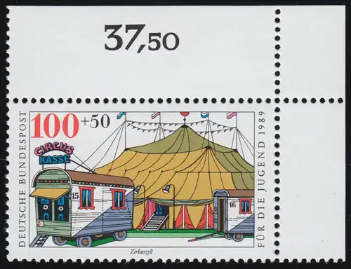 1414 Zirkus 100+50 Pf Zirkuszelt ** Ecke o.r.