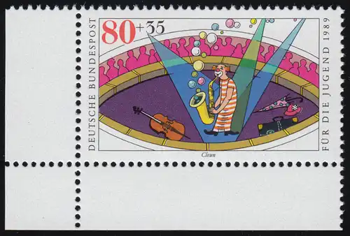 1413 Zirkus 80+35 Pf Clown ** Ecke u.l.
