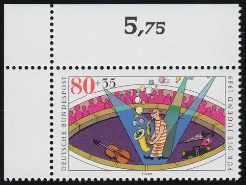 1413 Zirkus 80+35 Pf Clown ** Ecke o.l.