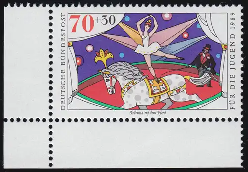 1412 Zirkus 70+30 Pf Ballerina und Pferd** Ecke u.l.
