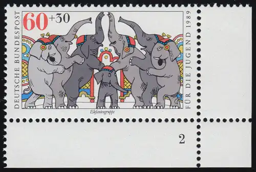 1411 Zirkus 60+30 Pf Elefanten ** Oberrand