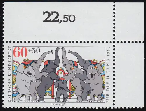 1411 Zirkus 60+30 Pf Elefanten ** Ecke o.r.