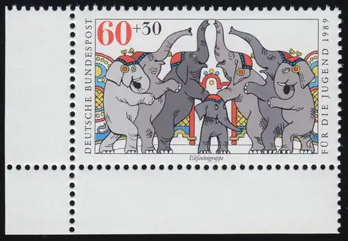 1411 Zirkus 60+30 Pf Elefanten ** Ecke u.l.