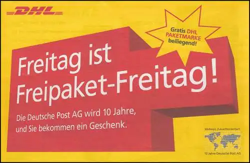 Werbepaketadresszettel WPZ 1 A Freipaket-Freitag A = weiter Durchstich, **