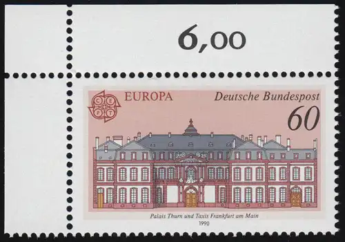 1461 Europa Palais Thurn et Taxis 60 Pf ** Coin o.l.