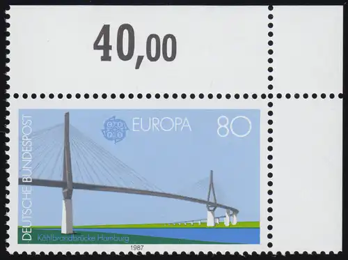 1322 Europa Köhlbrandbrücke 80 Pf  ** Ecke o.r.