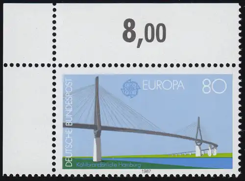 1322 Europa Köhlbrandbrücke 80 Pf  ** Ecke o.l.
