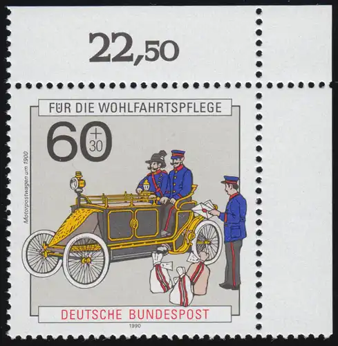 1474 Wofa Motorpostwagen 60+30 Pf ** coin o.r.