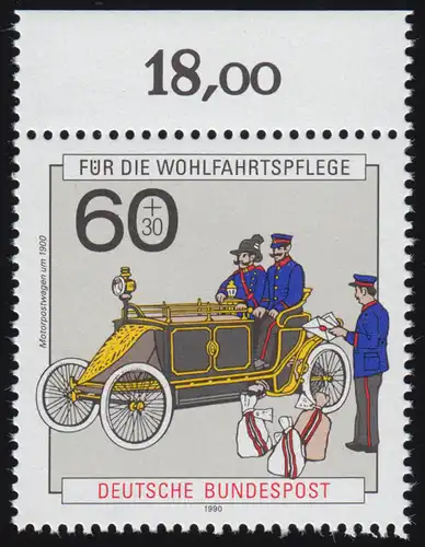 1474 Wofa Motorpostwagen 60+30 Pf ** Oberrand