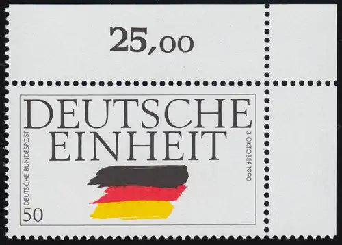 1477 Deutsche Einheit 50 Pf ** Ecke o.r.