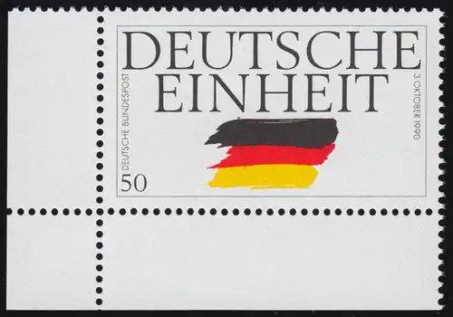 1477 Deutsche Einheit 50 Pf ** Ecke u.l.