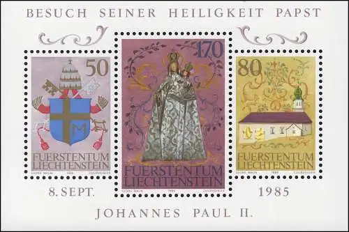 Liechtenstein Bloc 12 Visite du Pape Jean Paul II, frais de port ** / MNH