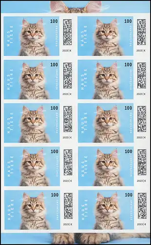 FB 124 Animaux domestiques populaires: chat, feuille 10x 3751, **