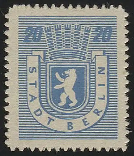 SBZ 6 B Berliner Bear 20 Pf, bleu, **