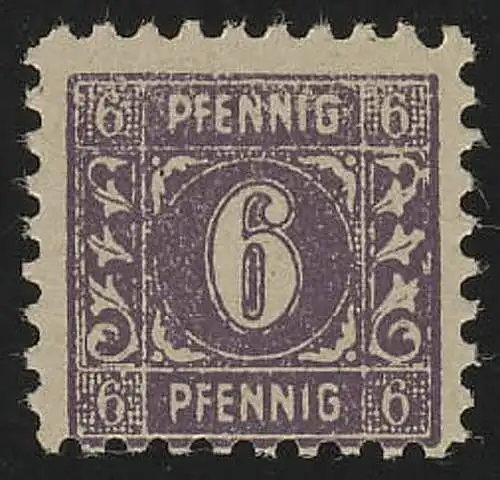 SBZ 9c marque libre 6 pf gris foncé violet sur papier blanc, **