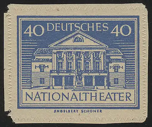 SBZ 111Bya Théâtre national Weimar 40 Pf, hors WZ, **