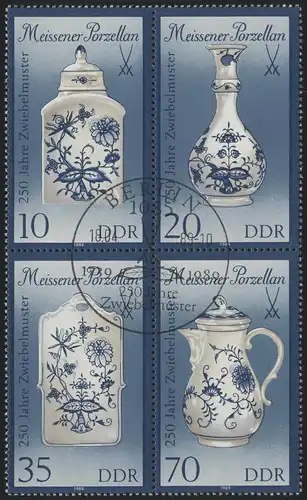 3241-3244II Porcelaine 1989, Quaderblock, ESSt Berlin