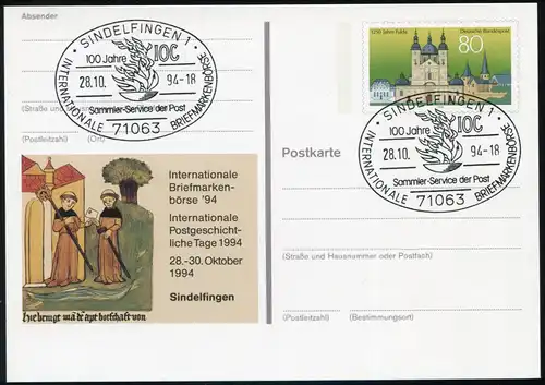 PSo 36 Briefmarkenbörse Sindelfingen 1994, SSt 100 Jahre IOC 28.10.1994