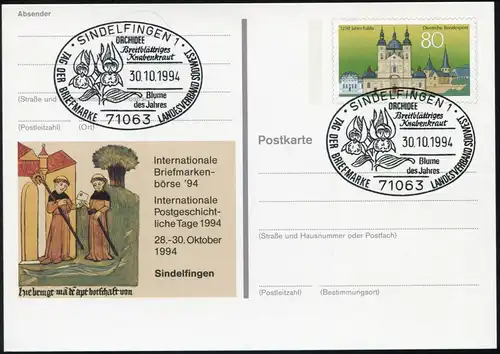 PSo 36 Briefmarkenbörse Sindelfingen 1994, SSt Blume des Jahres: Knabenkraut