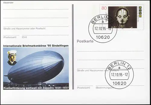 PSo 40 Briefmarkenbörse Sindelfingen Zeppelin 1995, VS-O Berlin 12.10.1995