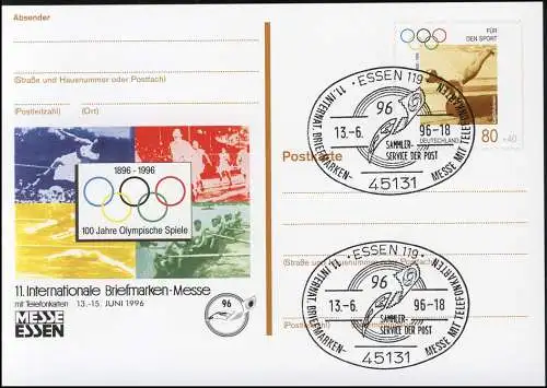 PSo 42 Messe Essen 100 Jahre Olympia 1996, ESSt Messe-Symbol 13.6.96