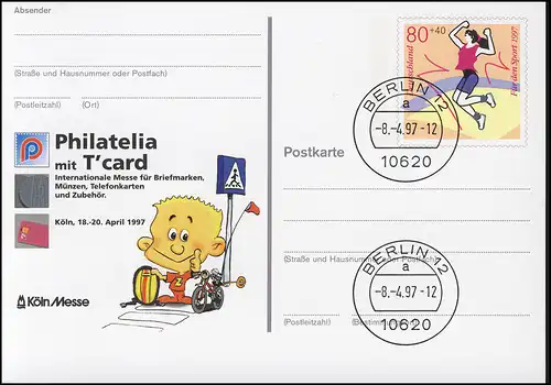 PSo 45 PHILATELIA Cologne Enfants dans la circulation routière 1997, VS-O Berlin 08.04.1997