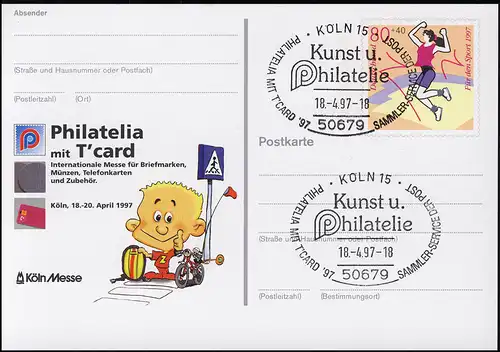 PSo 45 PHILATELIA Cologne Enfants dans la circulation routière 1997, SSt Cologne Kunst 18.4.97