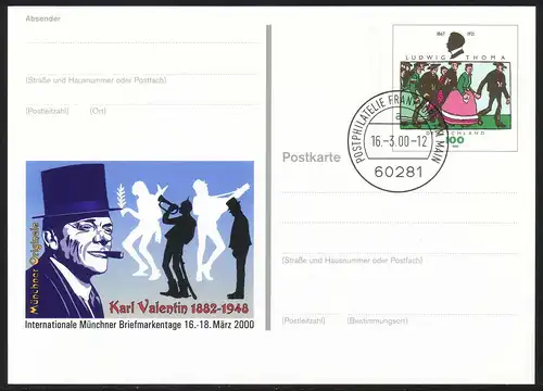 PSo 65 Messe MUNICH Karl Valentin, cacheté VS-O Frankfurt 16.03.2000