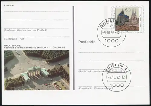 PSo 28 Foire des timbres PHILATELIA Berlin 1992, VS-O Berlin 09.10.1992
