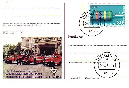 PSo 33 Foire des timbres ESSEN pompiers 1994, VS-O Berlin 05.05.1994