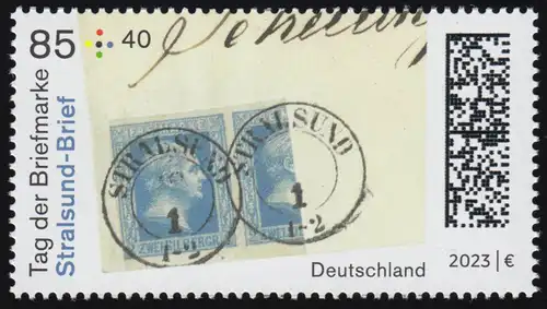 3752 Journée du timbre Trésors de la Philatelie 2023: Lettre de Stralsund, **