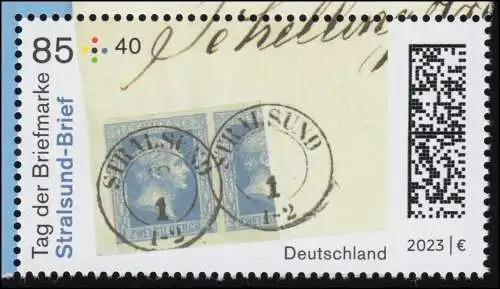 3752 Tag der Briefmarke 2023: Stralsund-Brief aus Block 91, ** / postfrisch