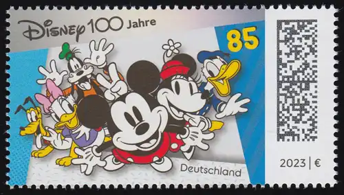 3754 100 Jahre Disney Micky Maus, nassklebend, ** postfrisch
