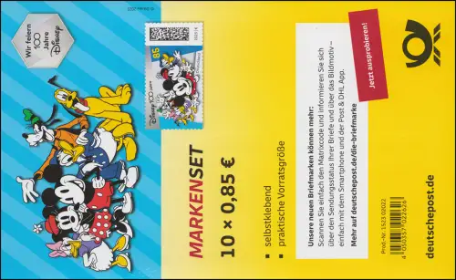 FB 125 100 Jahre Disney Micky Maus, Folienblatt 10x 3756, ** / MNH