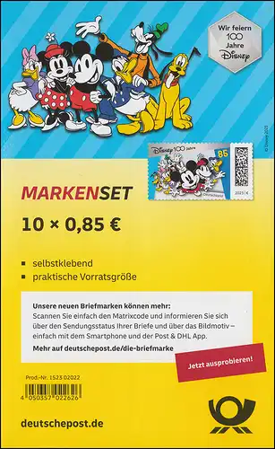 FB 125 100 ans Disney Mickey Mouse, feuille 10x 3756, ** / MNH