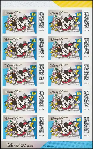 FB 125 100 Jahre Disney Micky Maus, Folienblatt 10x 3756, ** / MNH