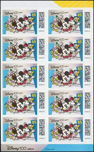 FB 125 100 Jahre Disney Micky Maus, Folienblatt 10x 3756, ** / MNH