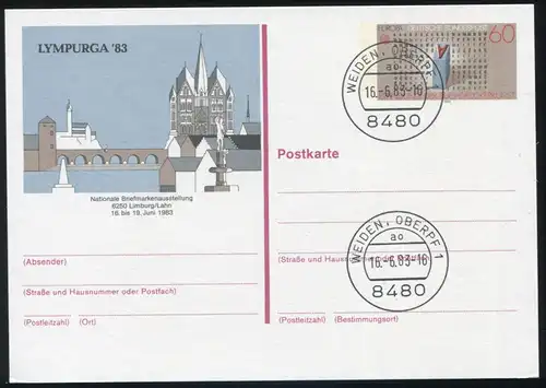 PSo 8 LYMPURGA 1983, cachet du premier jour Service d'expédition Prairies 16.6.83