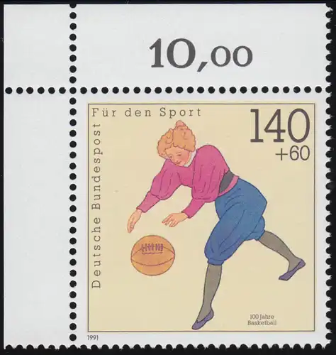 1501 Sporthilfe 140+60 Pf Basketball ** Ecke o.l.