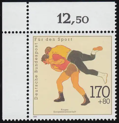 1502 Sporthilfe 170+80 Pf Ringen ** Ecke o.l.