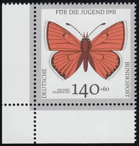 1519 Jugend Schmetterlinge 140+60 Pf ** Ecke u.l.