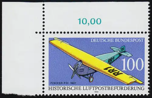 1524 Luftpostbeförderung 100 Pf ** Ecke o.l.