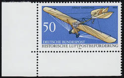 1523 Luftpostbeförderung 50 Pf ** Ecke u.l.