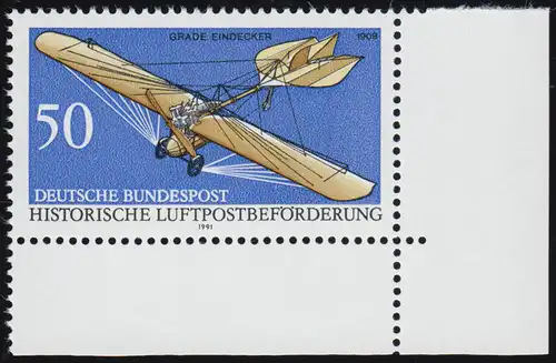 1523 Luftpostbeförderung 50 Pf ** Ecke u.r.