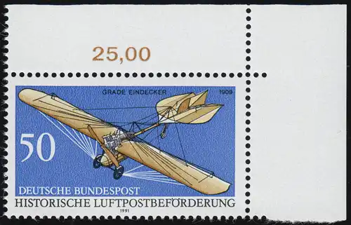 1523 Luftpostbeförderung 50 Pf ** Ecke o.r.