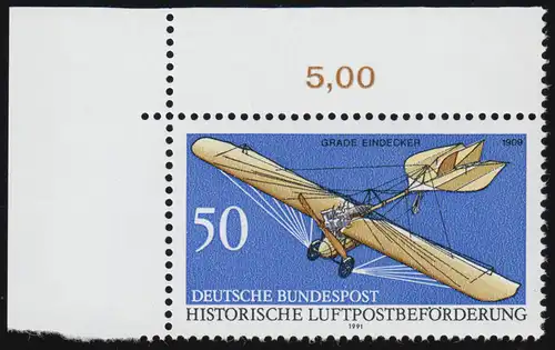 1523 Luftpostbeförderung 50 Pf ** Ecke o.l.