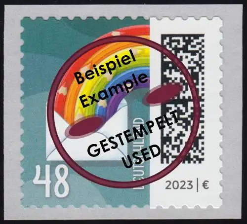 3743 Welt der Briefe: Regenbogenbrief 48 Cent, selbstklebend, O