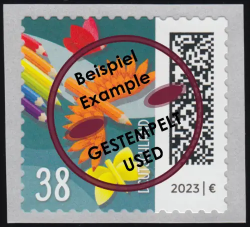 3742 Welt der Briefe: Flügelstifte 38 Cent, selbstklebend, gestempelt O
