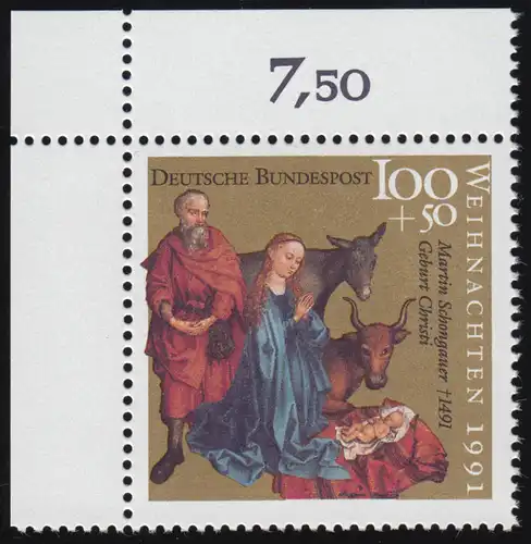 1581 Weihnachten 100+50 Pf ** Ecke o.l.