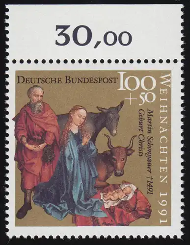 1581 Weihnachten 100+50 Pf ** Oberrand